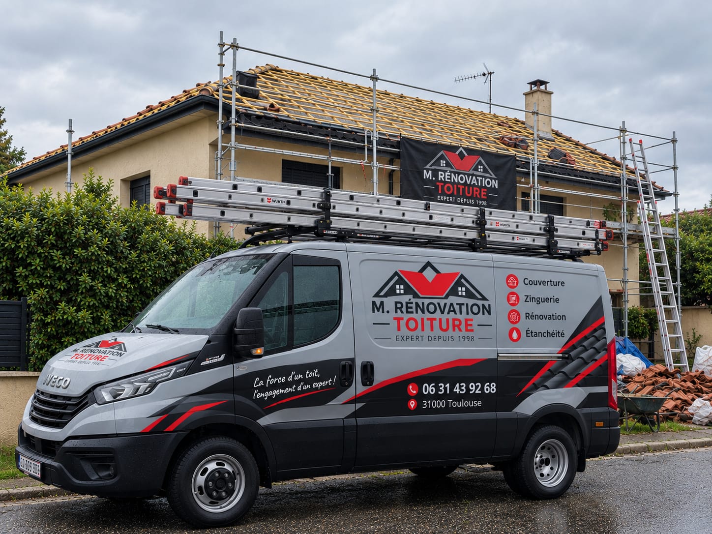 Toiture rénovée avec habillage zinc soigné